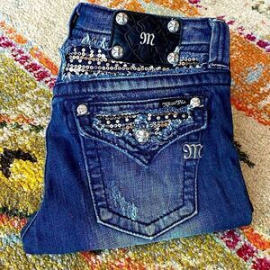 Miss Me Rhinestone Sequin Bootcut Jeans